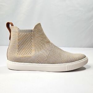 Gentle Souls By Kenneth Cole Rory Midtop Gold & Beige Knit Sneakers NIB Sz 7.5
